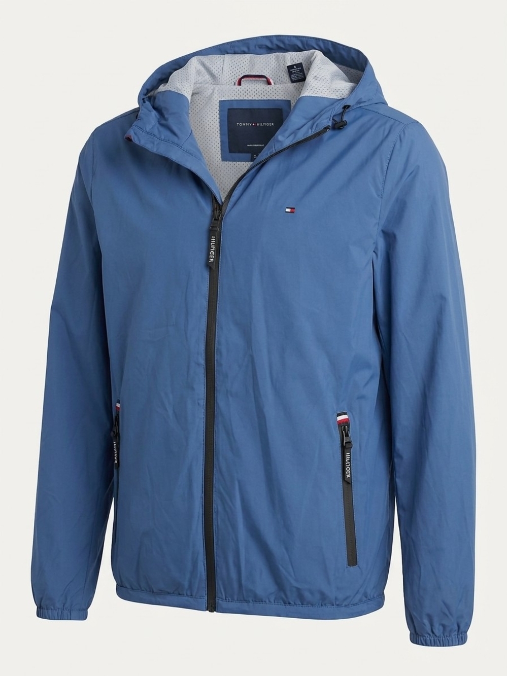 Tommy Hilfiger Men’s Dusty Blue Packable Hooded Raincoat